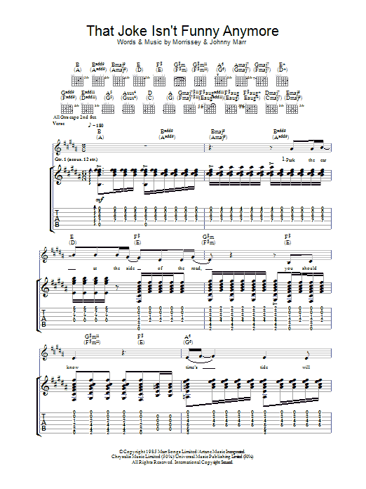 Download The Smiths That Joke Isn't Funny Anymore Sheet Music