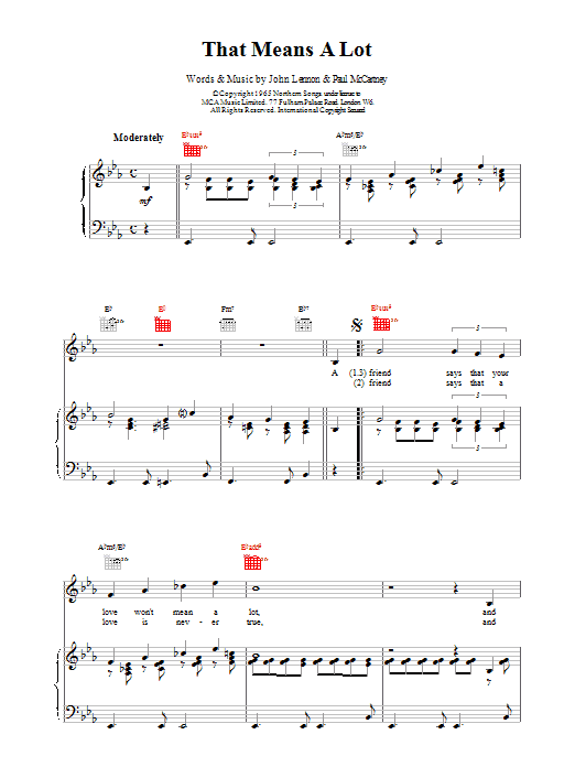 Download The Beatles That Means A Lot Sheet Music