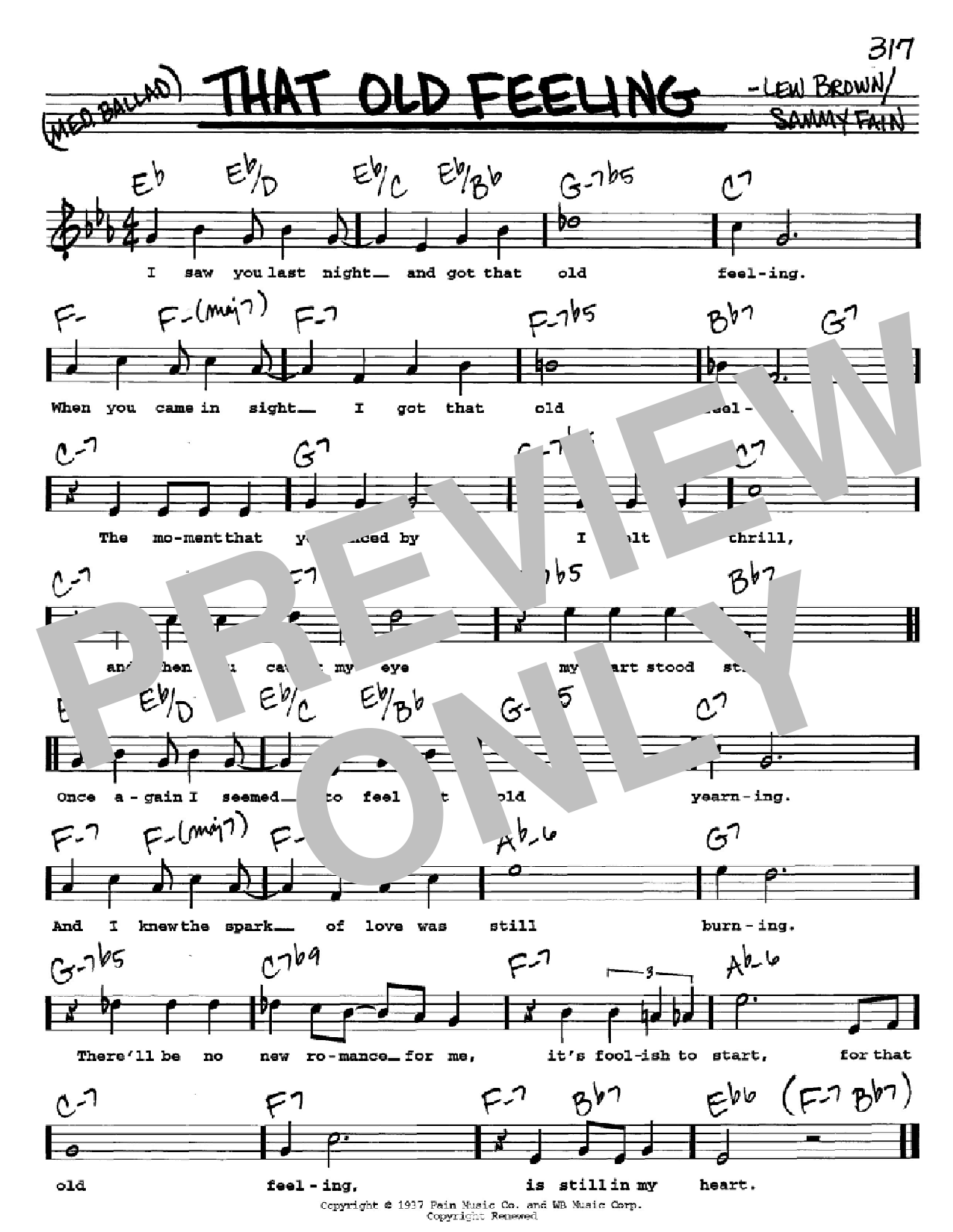 Download Lew Brown That Old Feeling Sheet Music