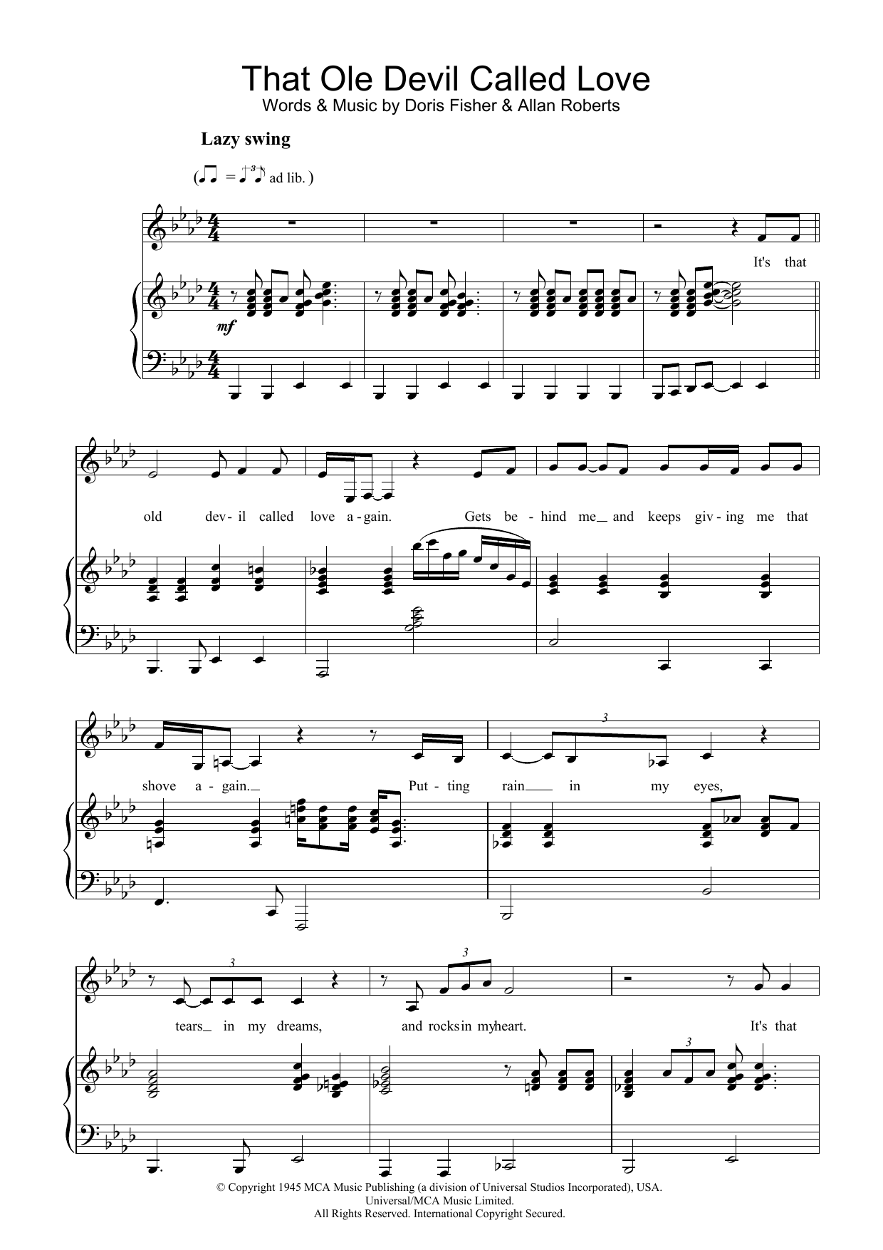 Download Diana Krall That Ole Devil Called Love Sheet Music