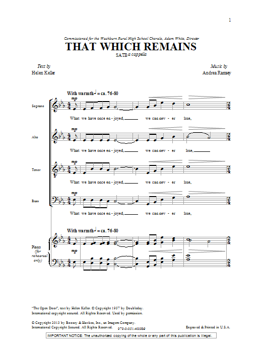 Download Andrea Ramsey That Which Remains Sheet Music