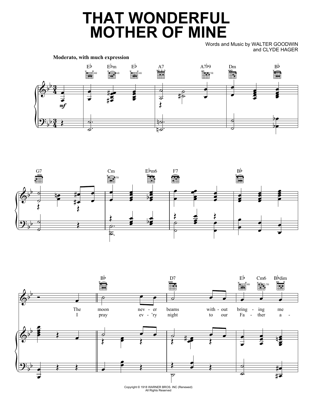 Download Henry Burr That Wonderful Mother Of Mine Sheet Music
