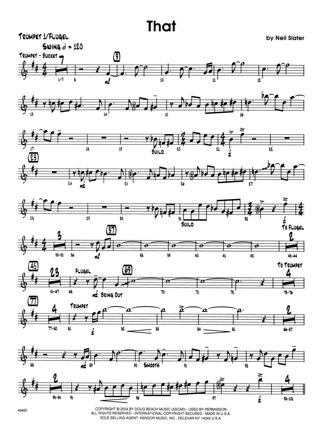 Download Neil Slater That - 1st Bb Trumpet Sheet Music