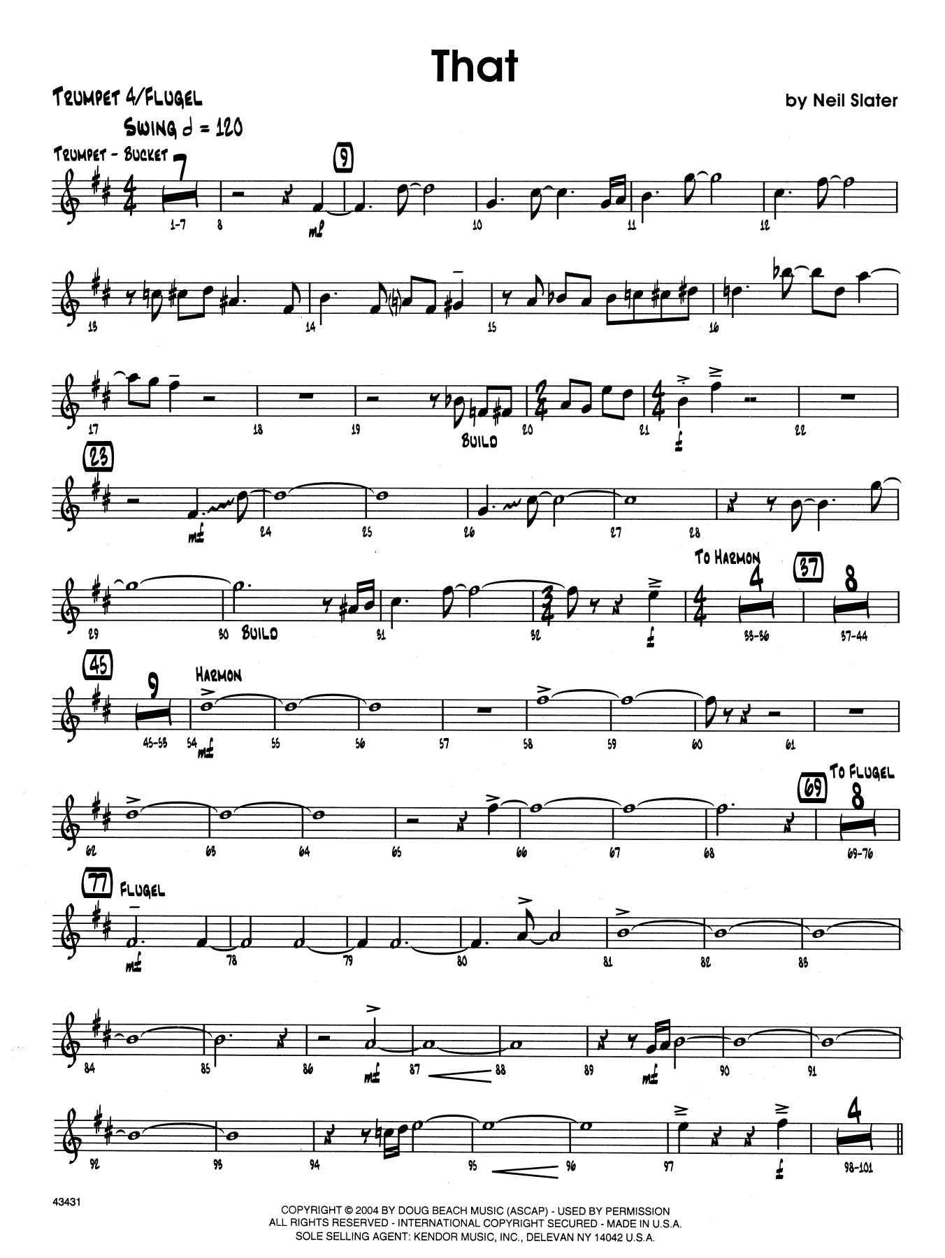 Download Neil Slater That - 4th Bb Trumpet Sheet Music