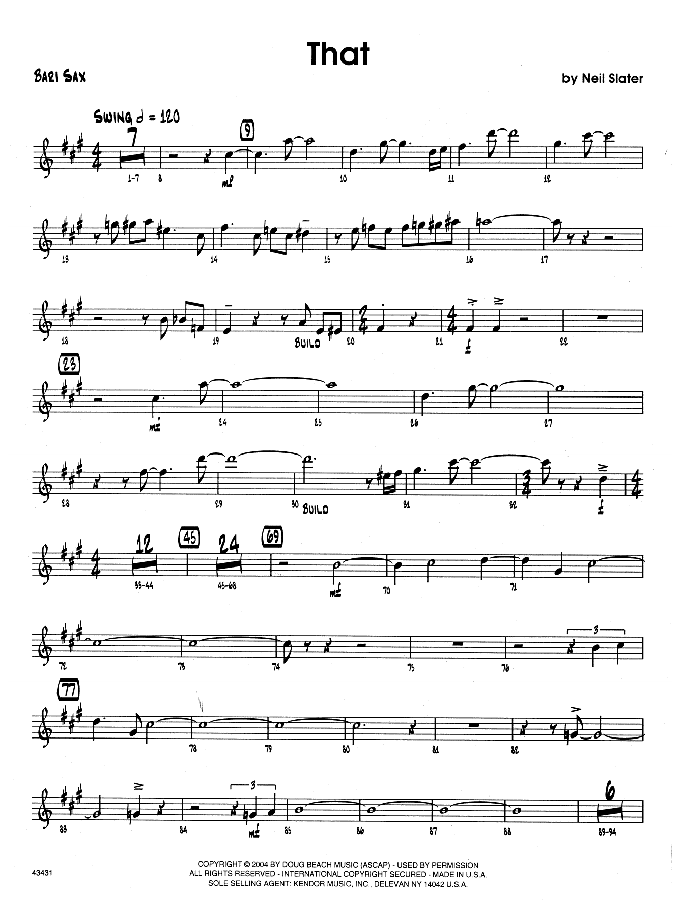 Download Neil Slater That - Eb Baritone Saxophone Sheet Music