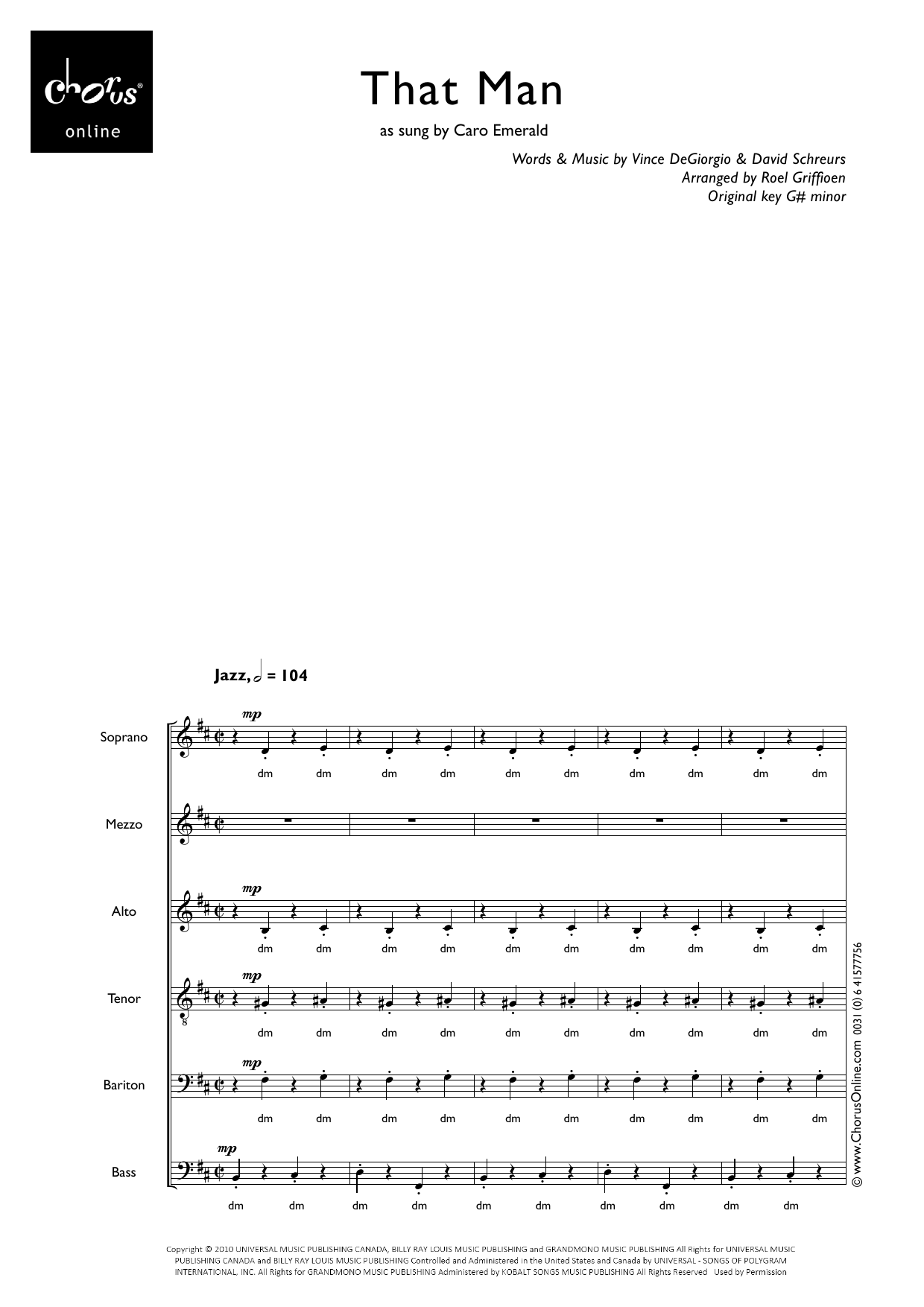 Caro Emerald That Man (arr. Roel Griffioen) sheet music notes printable PDF score