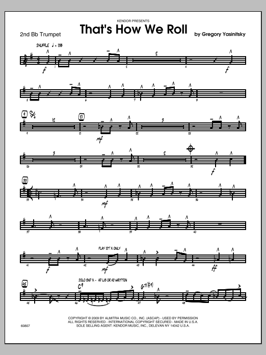 Download Yasinitsky That's How We Roll - 2nd Bb Trumpet Sheet Music