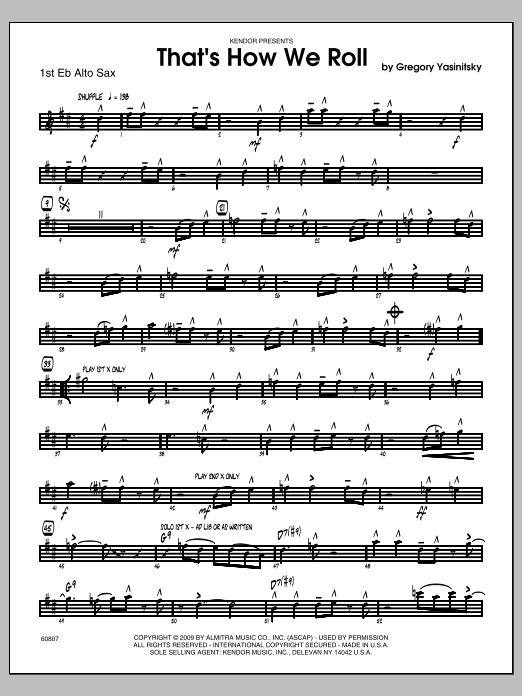 Download Yasinitsky That's How We Roll - Alto Sax 1 Sheet Music