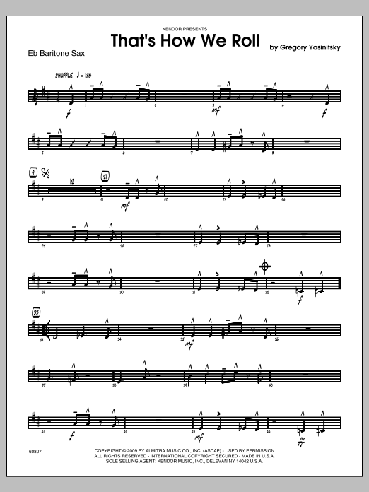 Download Yasinitsky That's How We Roll - Baritone Sax Sheet Music