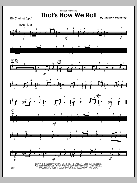 Download Yasinitsky That's How We Roll - Bb Clarinet Sheet Music