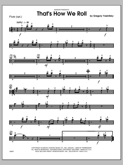 Download Yasinitsky That's How We Roll - Flute Sheet Music