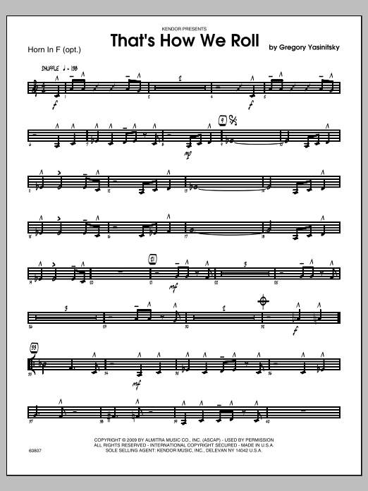 Download Yasinitsky That's How We Roll - Horn in F Sheet Music