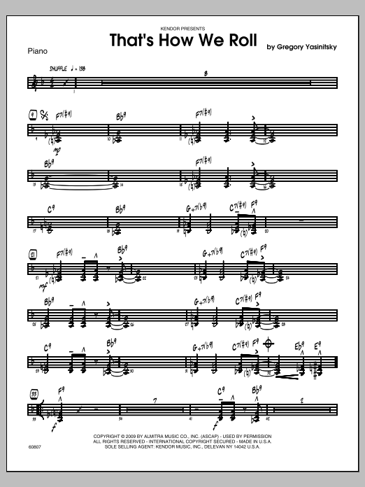 Download Yasinitsky That's How We Roll - Piano Sheet Music