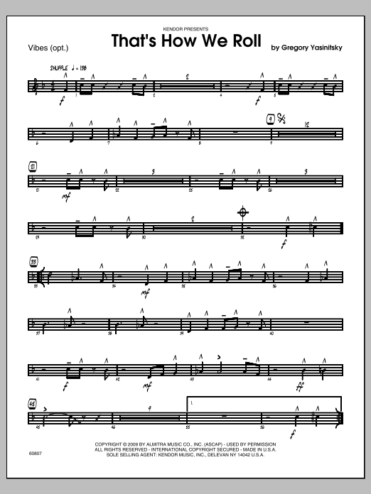 Download Yasinitsky That's How We Roll - Vibes Sheet Music