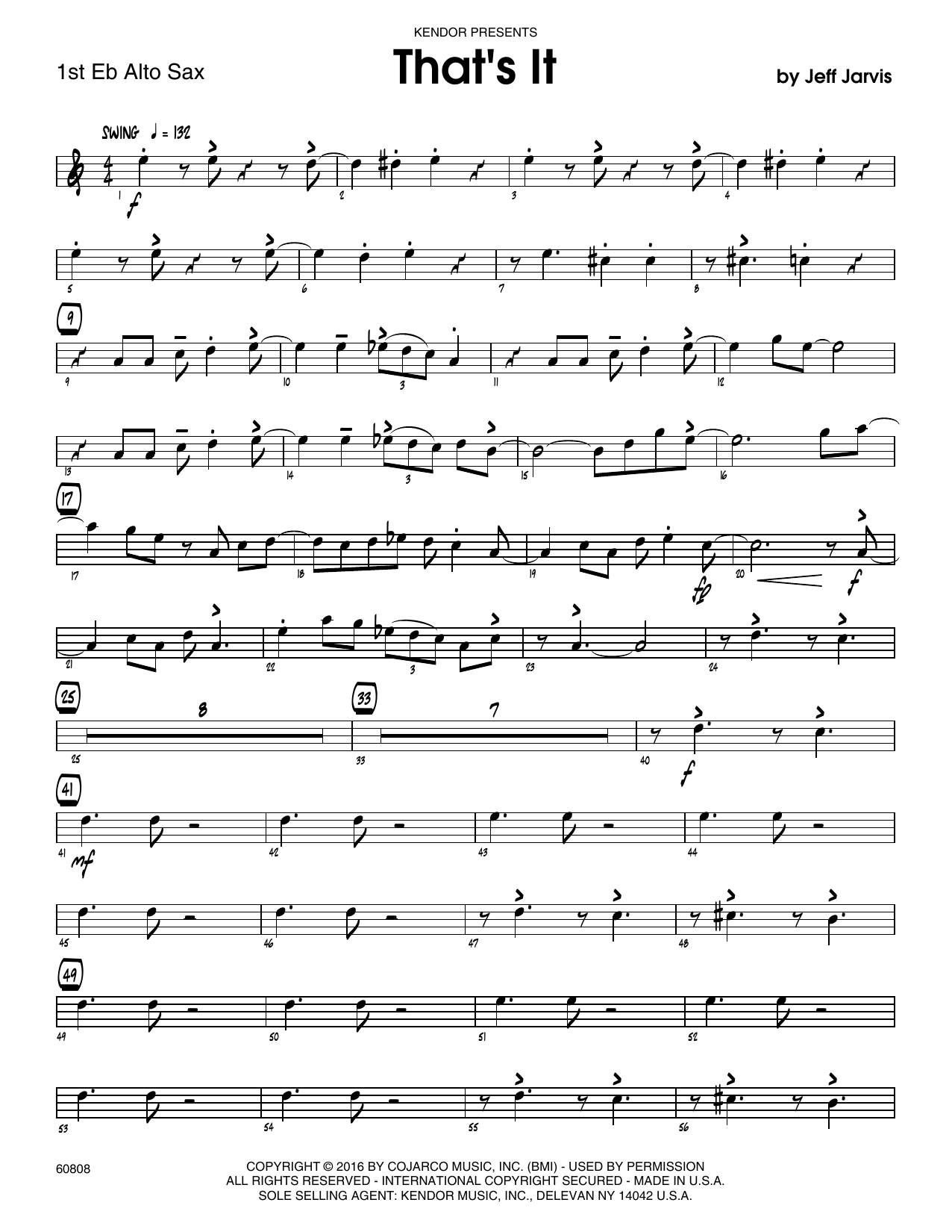 Download Jeff Jarvis That's It - 1st Eb Alto Saxophone Sheet Music