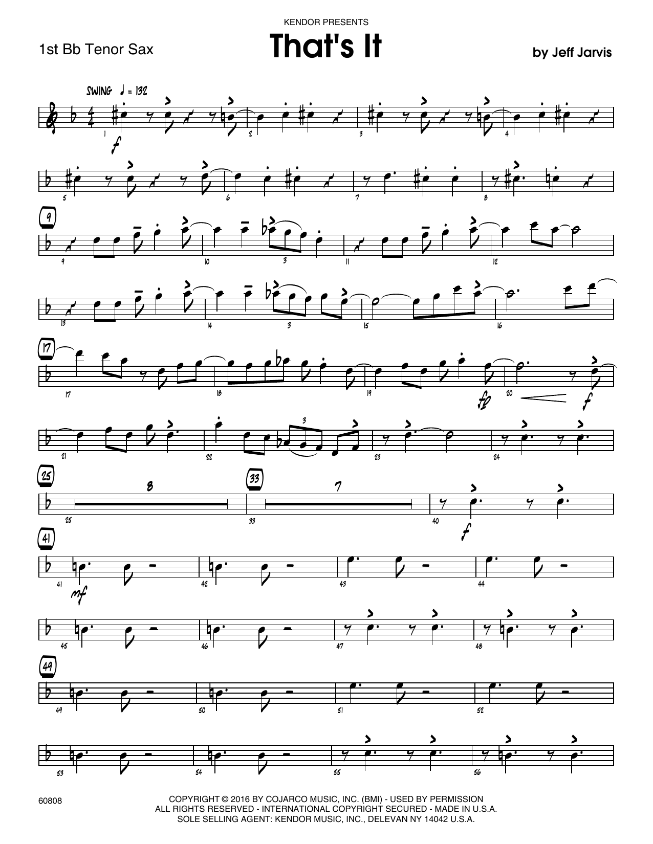 Download Jeff Jarvis That's It - 1st Tenor Saxophone Sheet Music