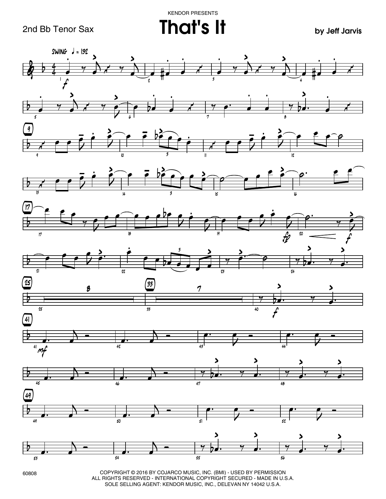 Download Jeff Jarvis That's It - 2nd Bb Tenor Saxophone Sheet Music