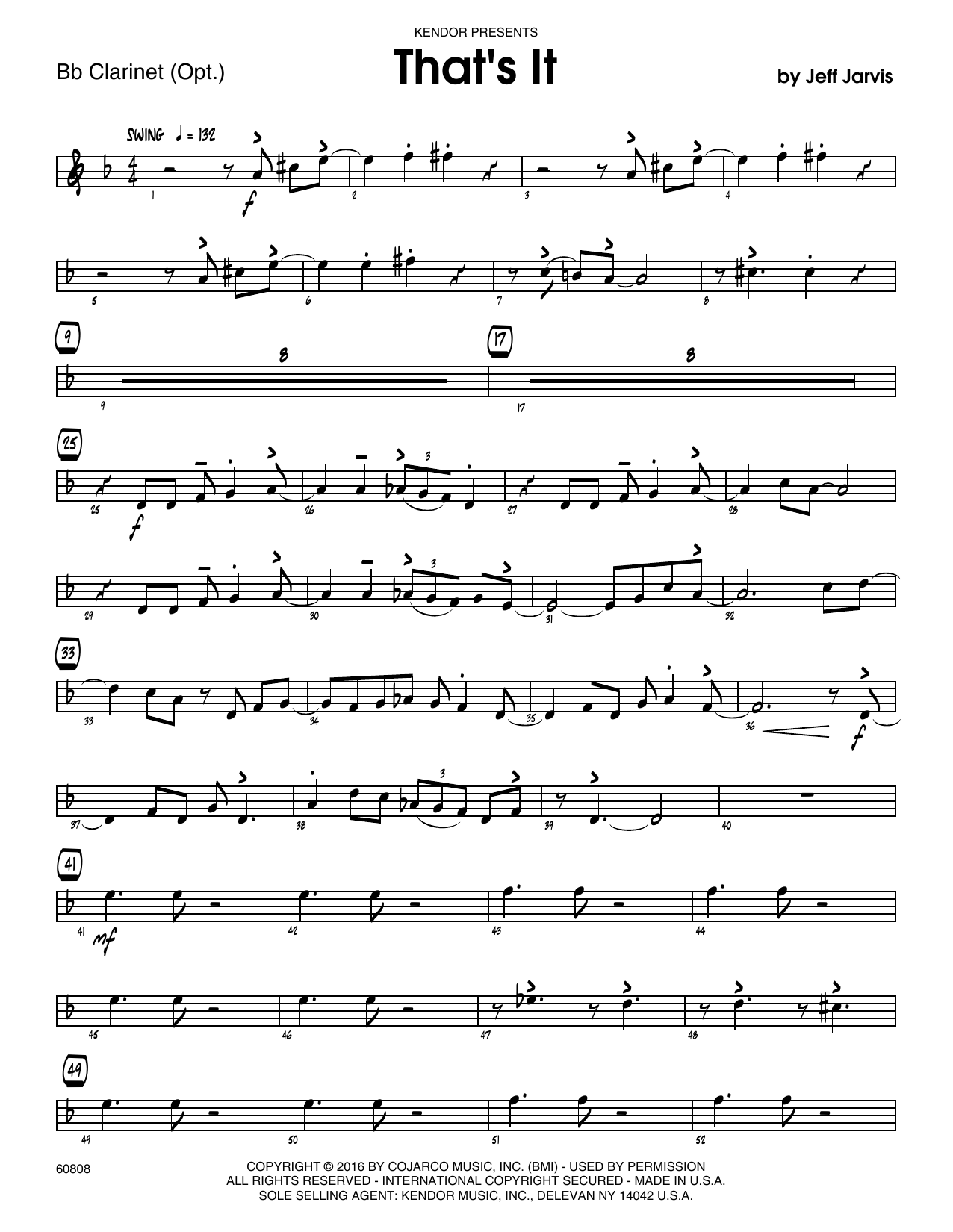 Download Jeff Jarvis That's It - Bb Clarinet Sheet Music