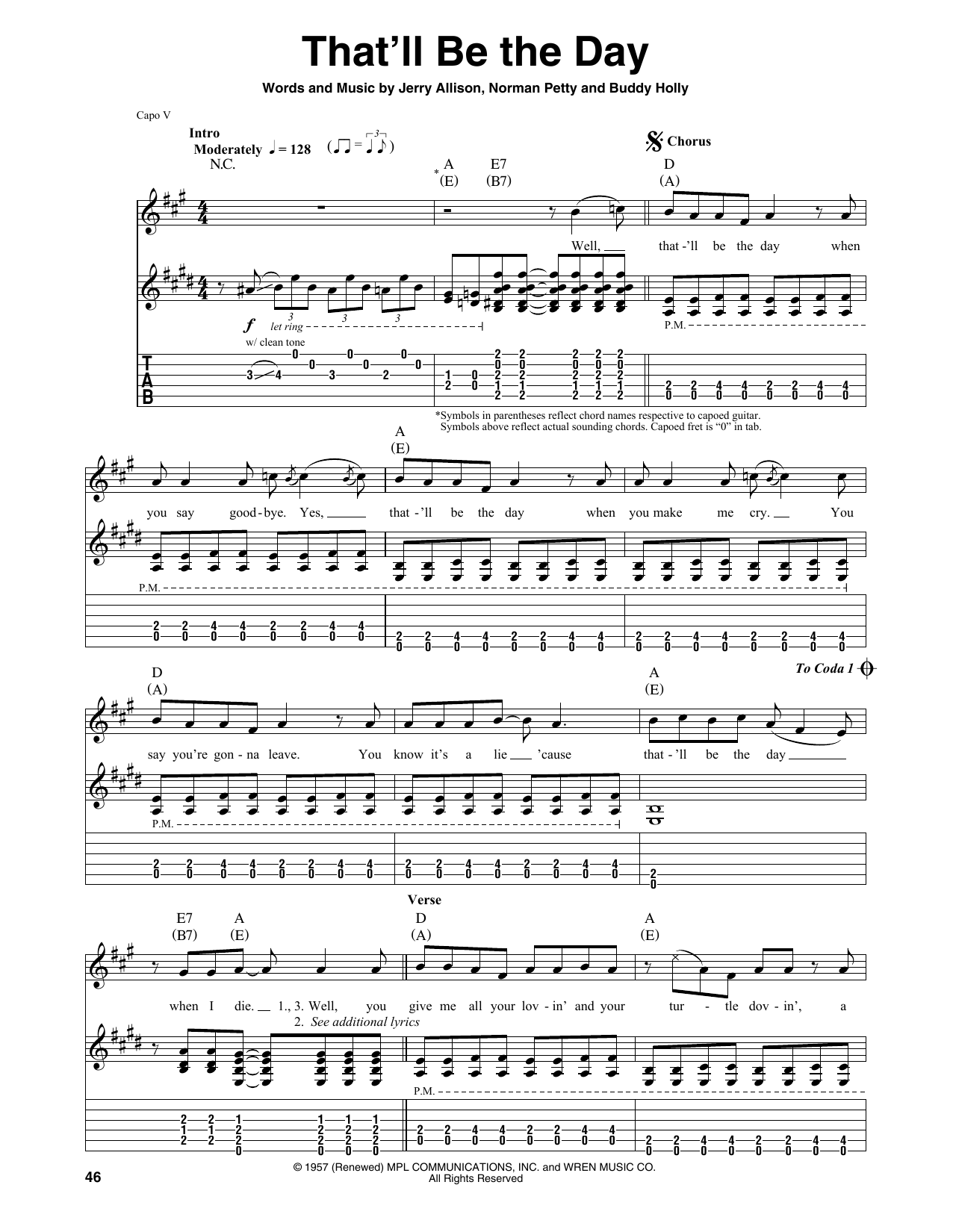 Download Buddy Holly That'll Be The Day Sheet Music