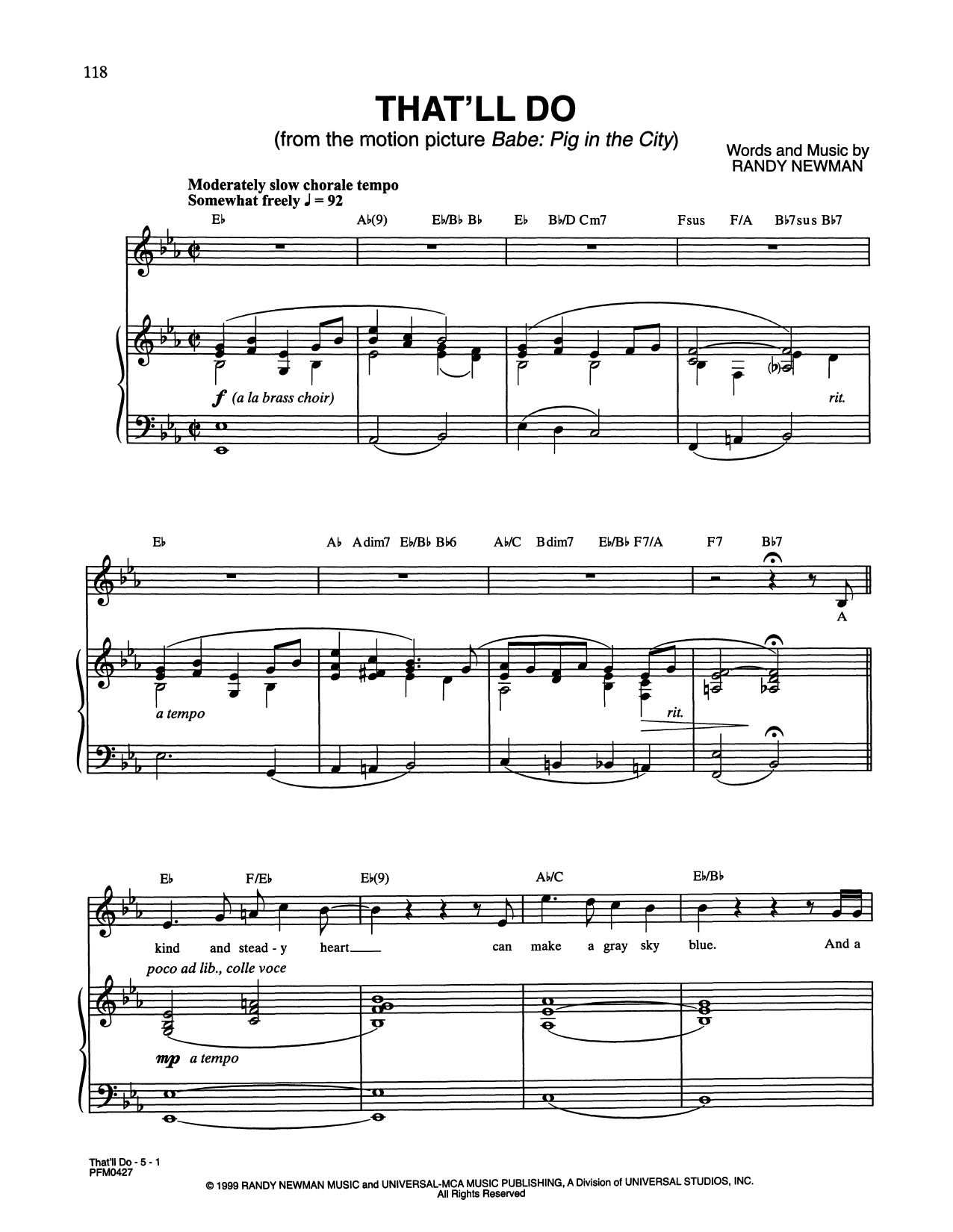 Download Peter Gabriel feat. Paddy Maloney & That'll Do (from Babe: Pig In The City) Sheet Music