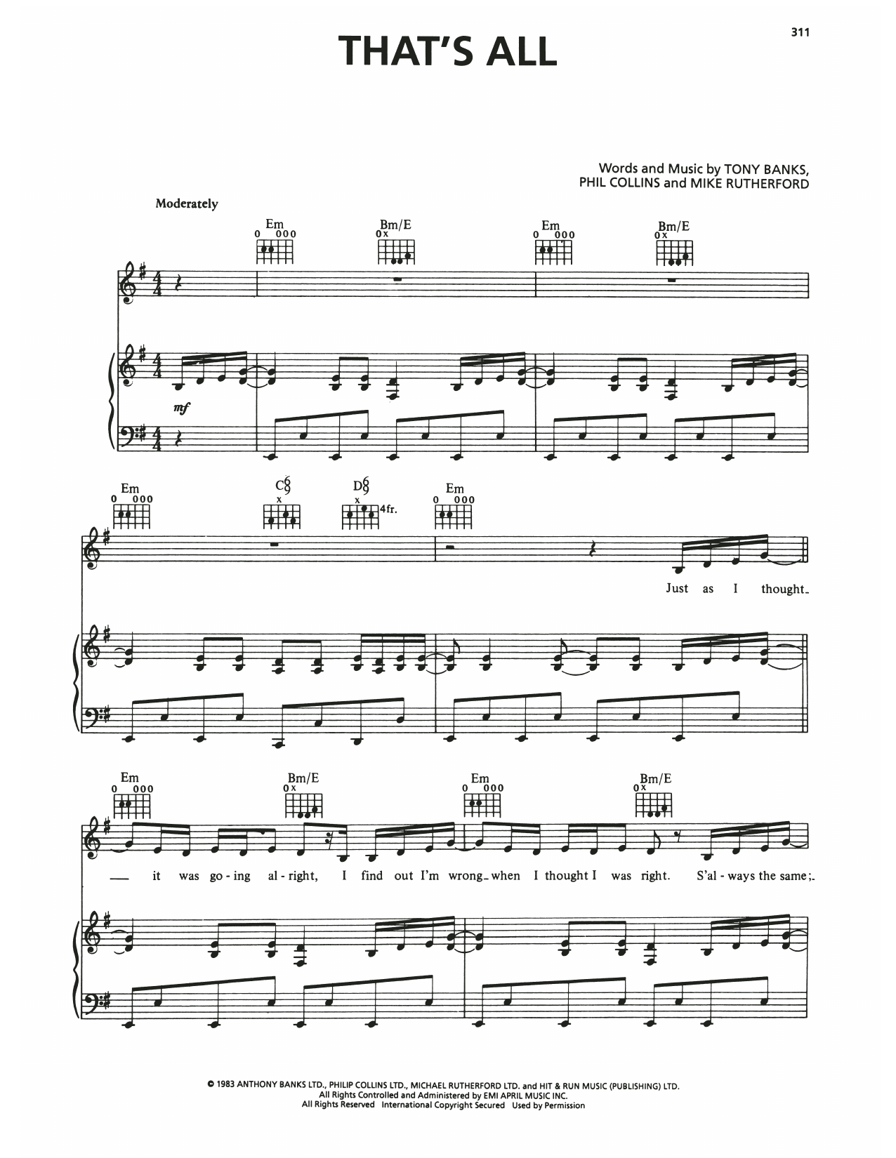 Download Genesis That's All Sheet Music