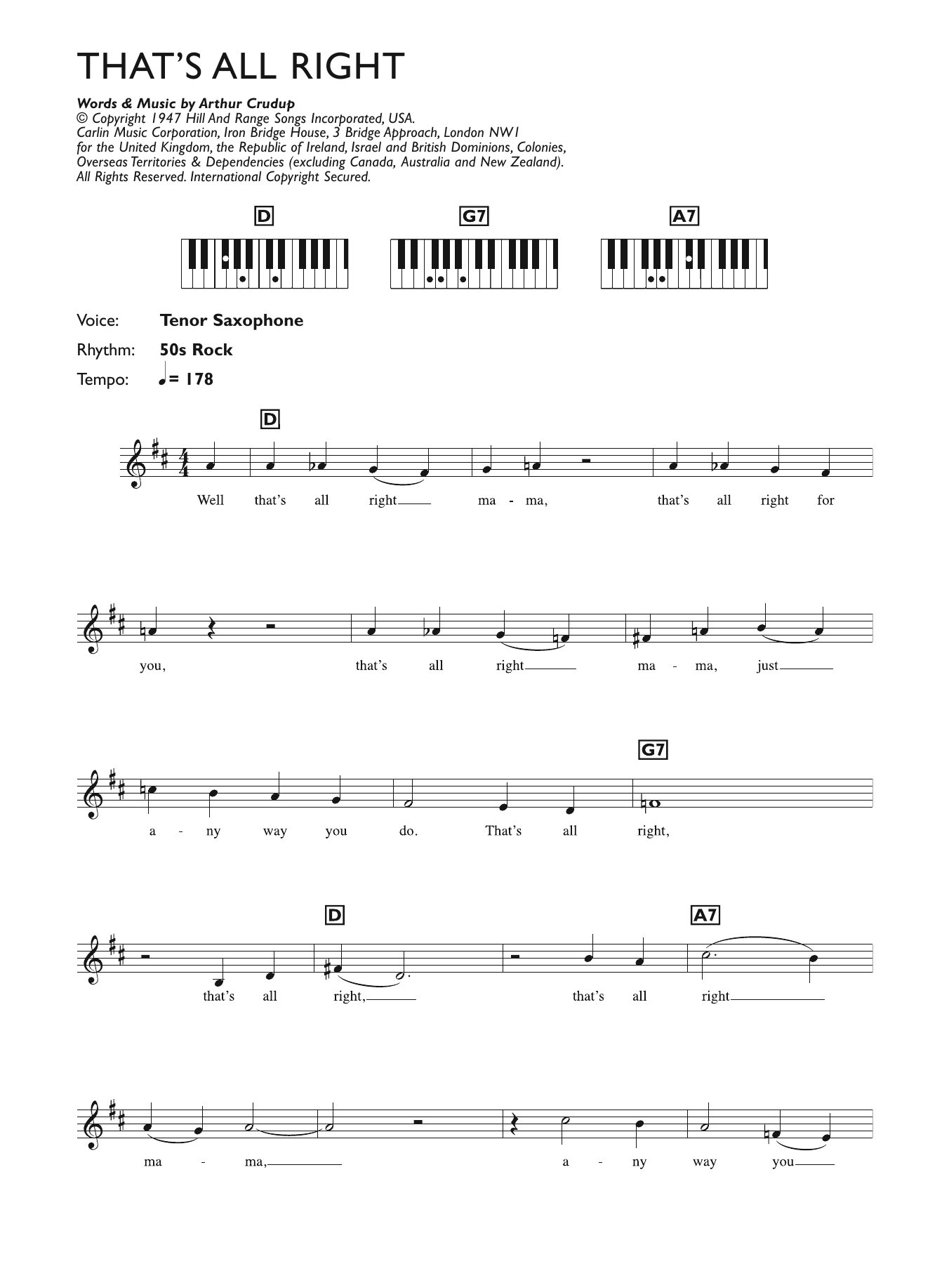 Download Elvis Presley That's All Right Sheet Music