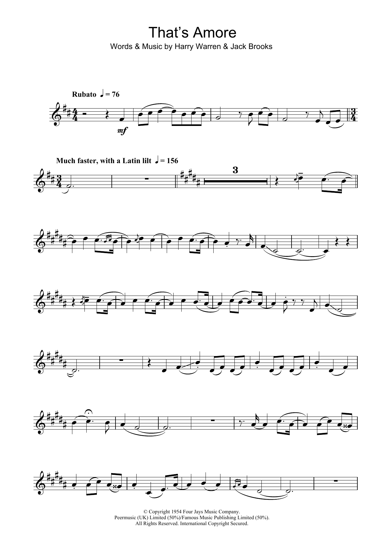 Download Dean Martin That's Amore Sheet Music