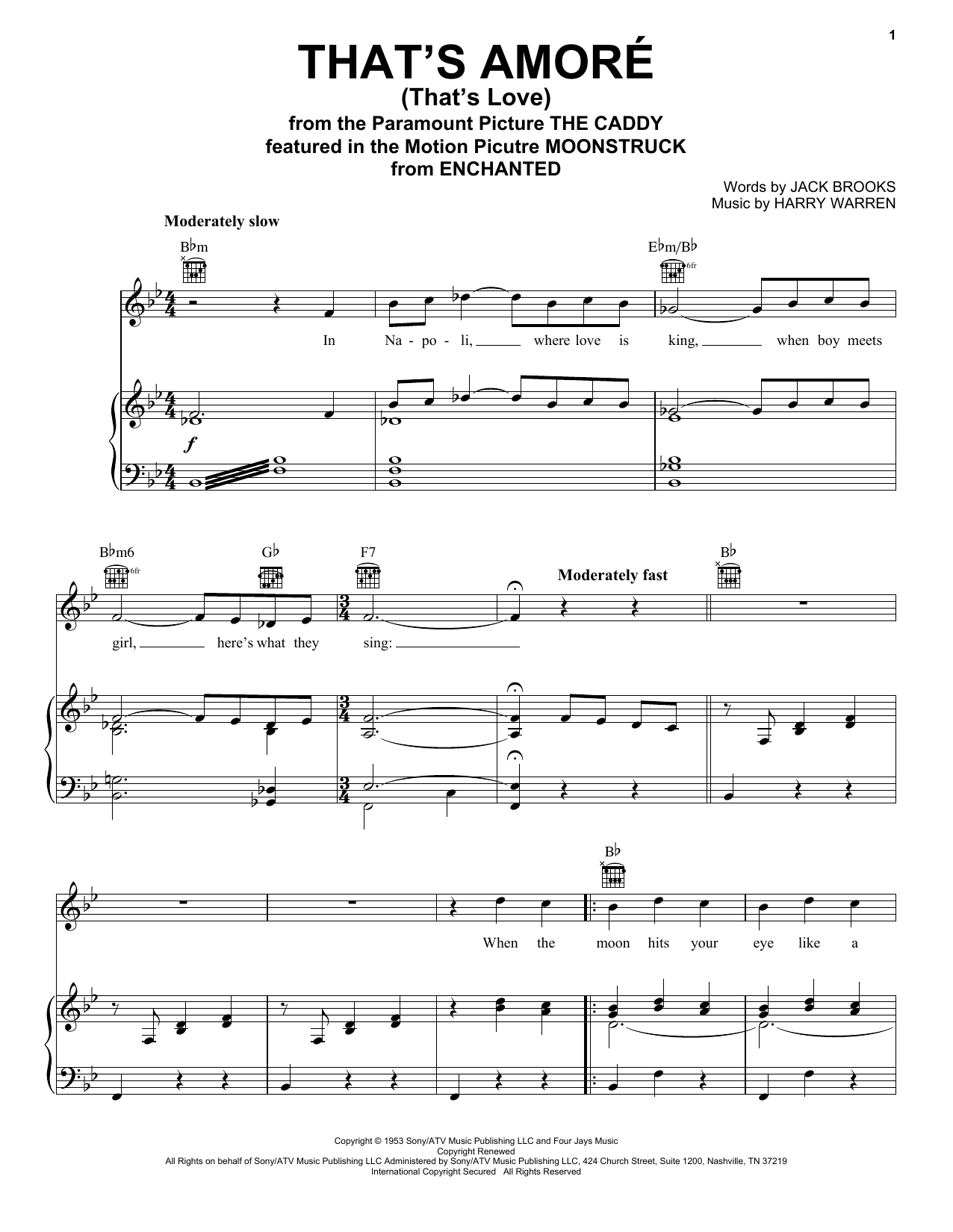 Download Dean Martin That's Amore (That's Love) Sheet Music