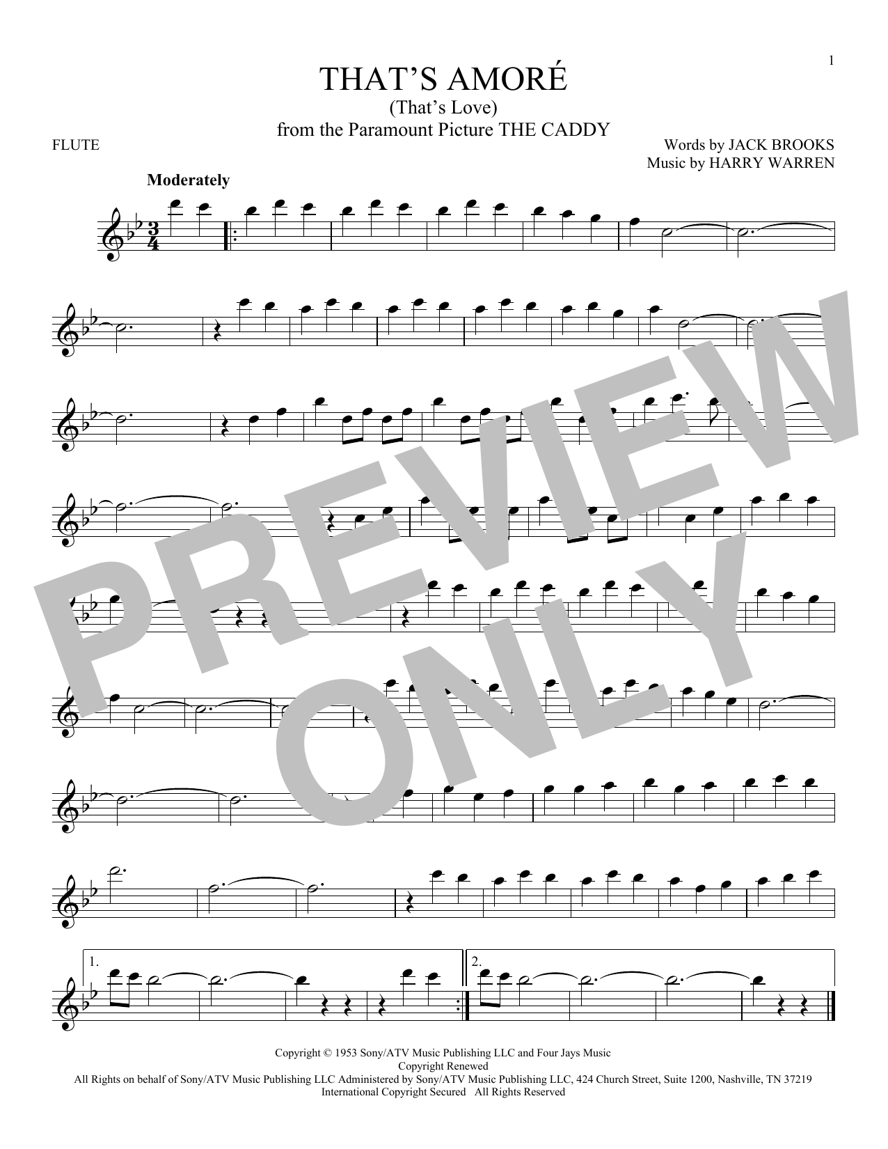Download Harry Warren That's Amore (That's Love) Sheet Music