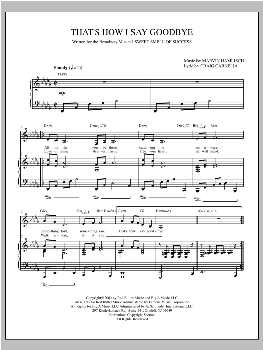 Download Marvin Hamlisch That's How I Say Goodbye Sheet Music