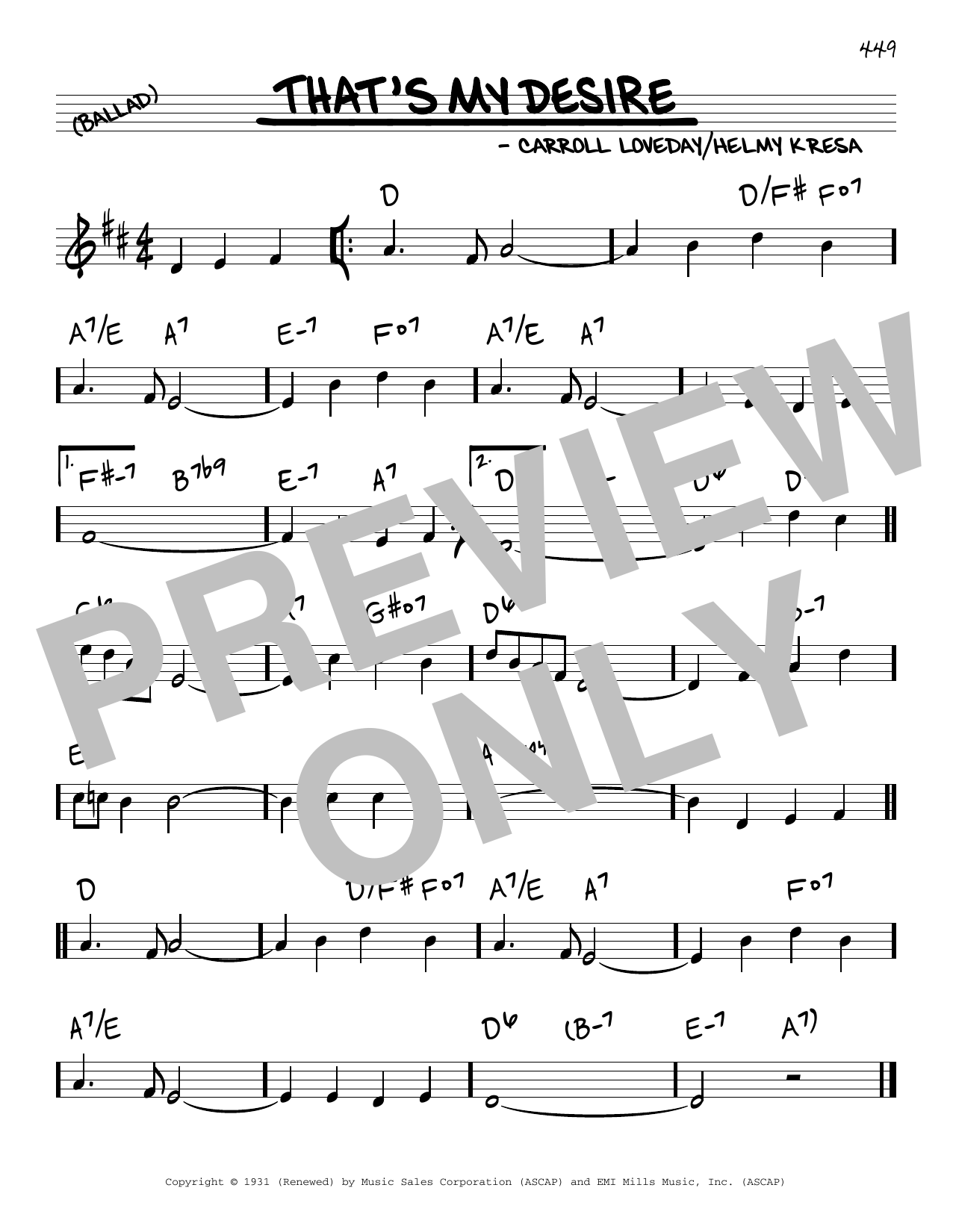 Download Carroll Loveday That's My Desire Sheet Music