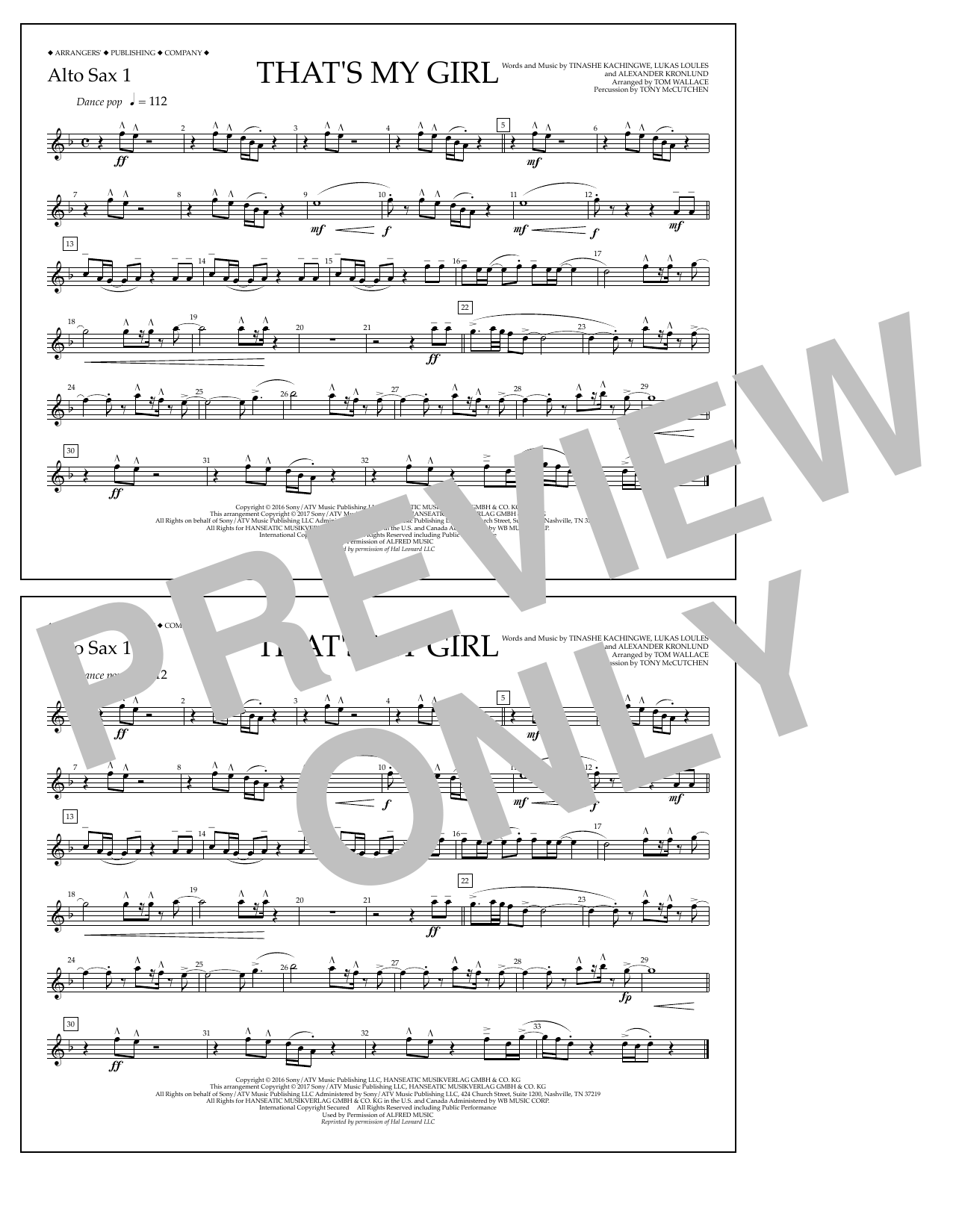 Download Tom Wallace That's My Girl - Alto Sax 1 Sheet Music