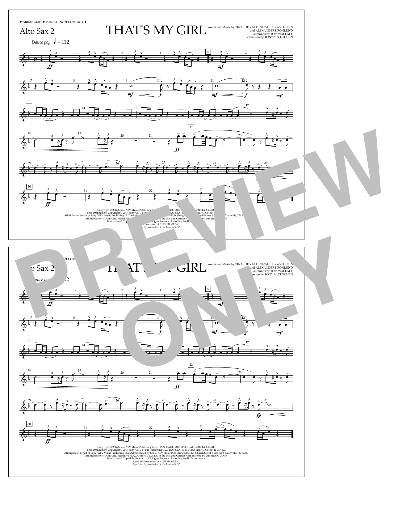Download Tom Wallace That's My Girl - Alto Sax 2 Sheet Music