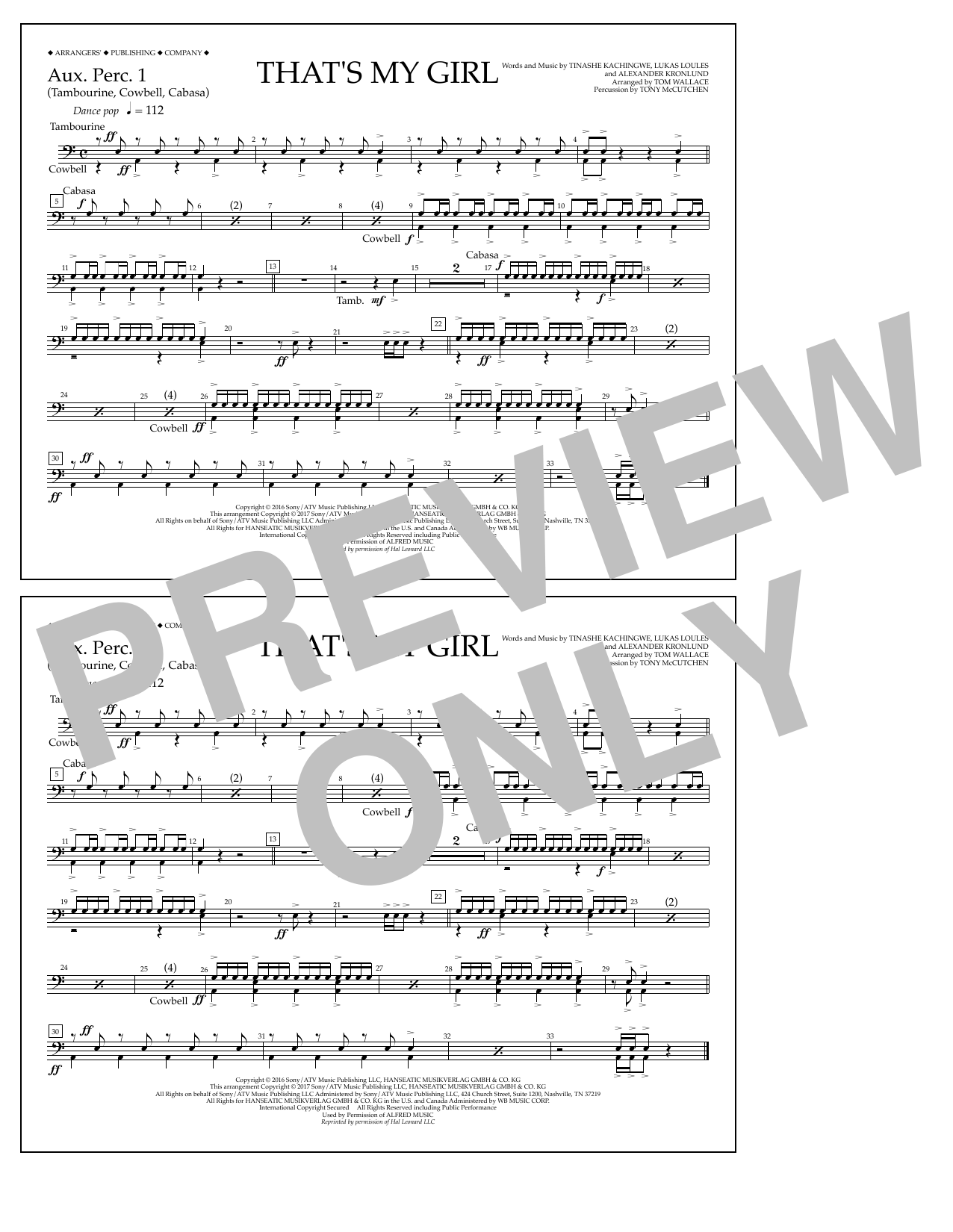 Download Tom Wallace That's My Girl - Aux. Perc. 1 Sheet Music