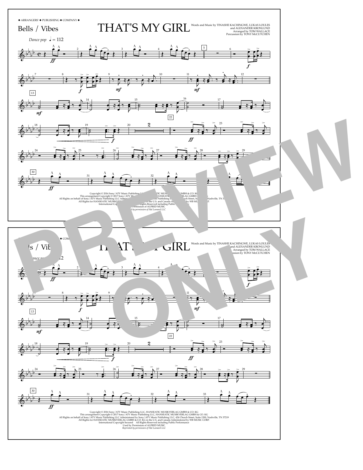 Download Tom Wallace That's My Girl - Bells/Vibes Sheet Music