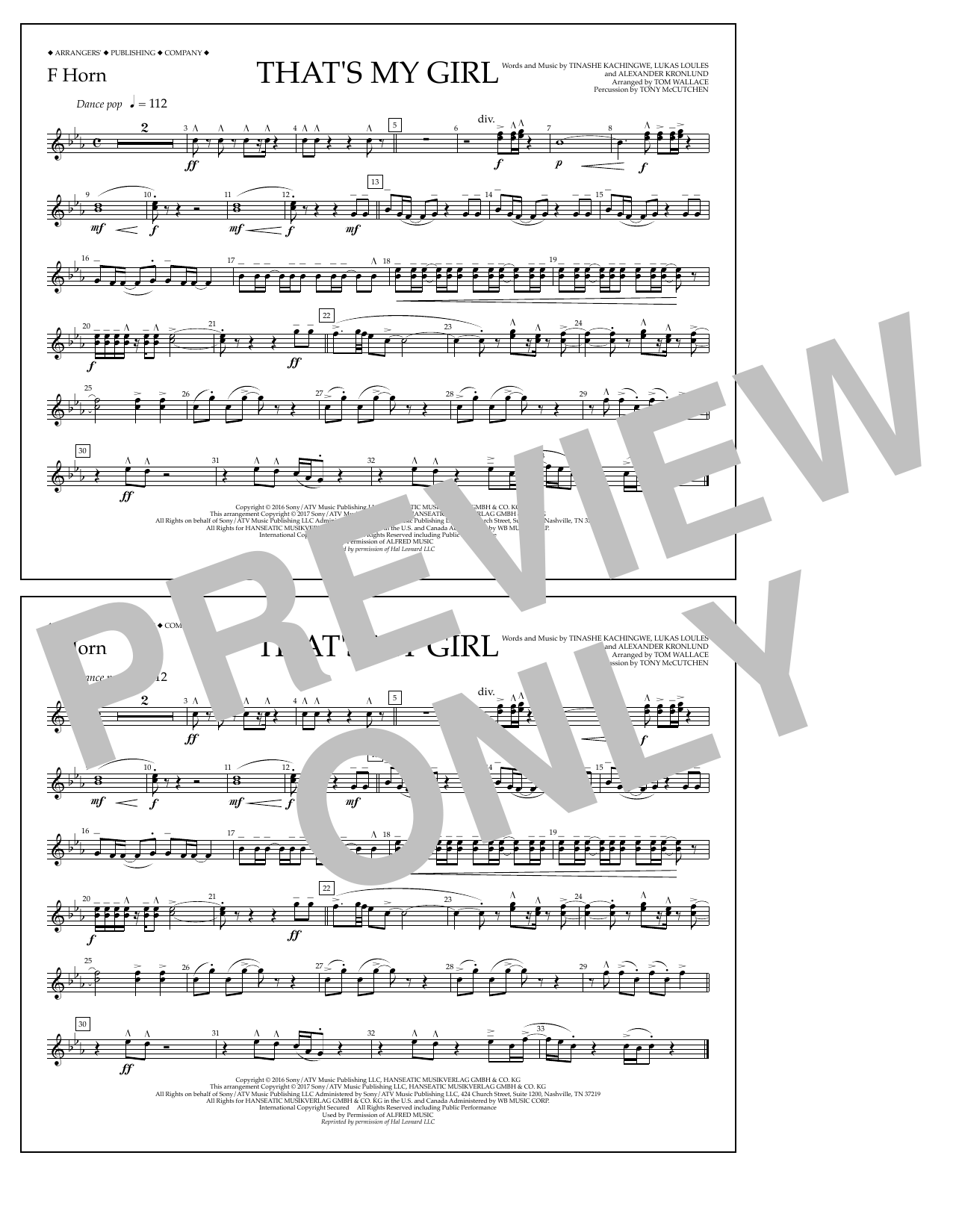 Download Tom Wallace That's My Girl - F Horn Sheet Music