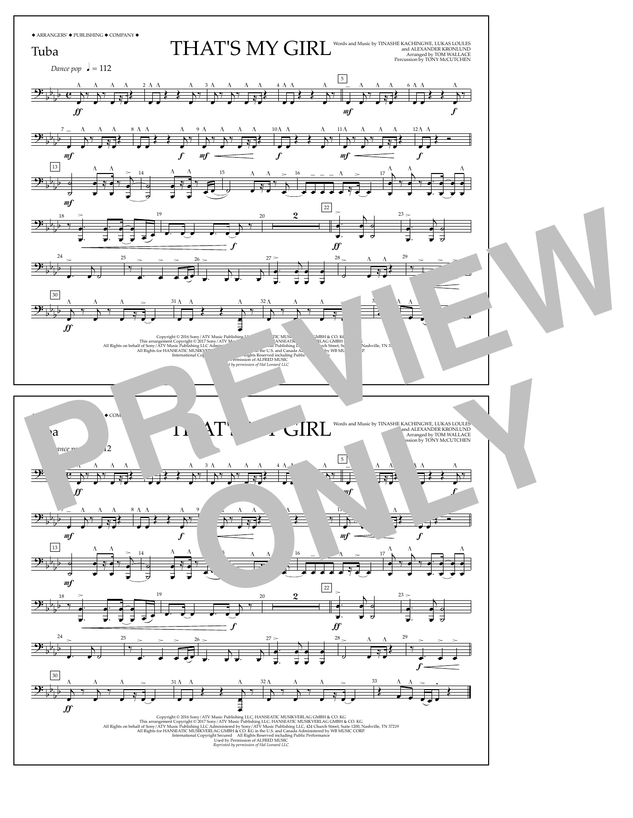 Download Tom Wallace That's My Girl - Tuba Sheet Music