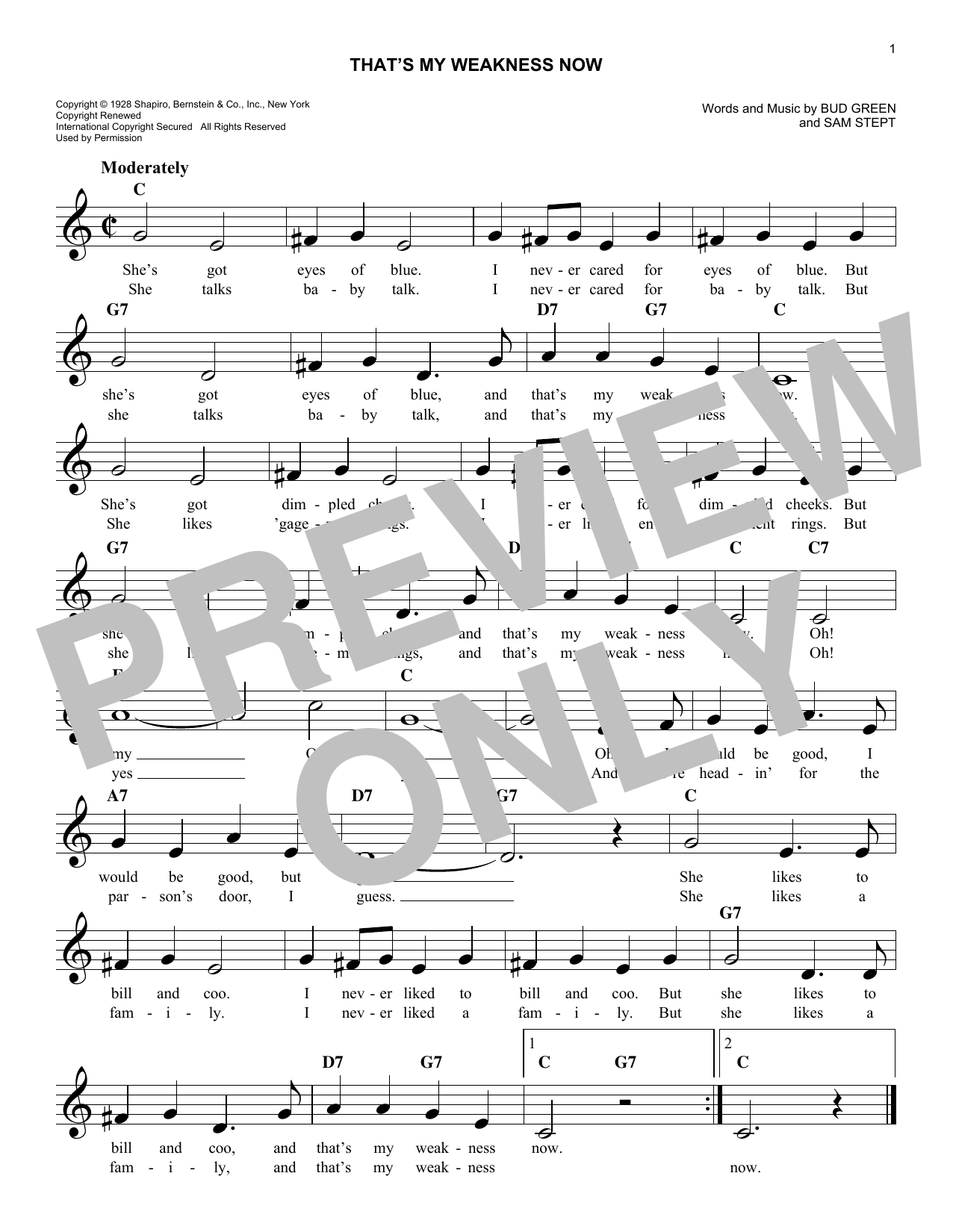 Download Sam H. Stept That's My Weakness Now Sheet Music