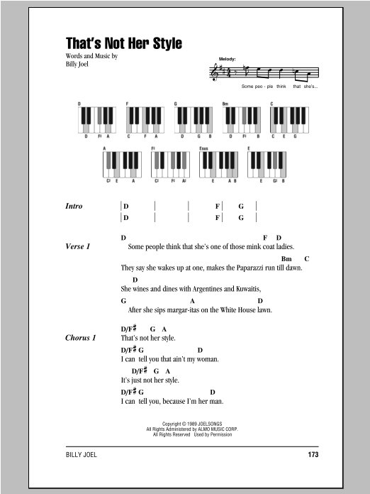 Download Billy Joel That's Not Her Style Sheet Music