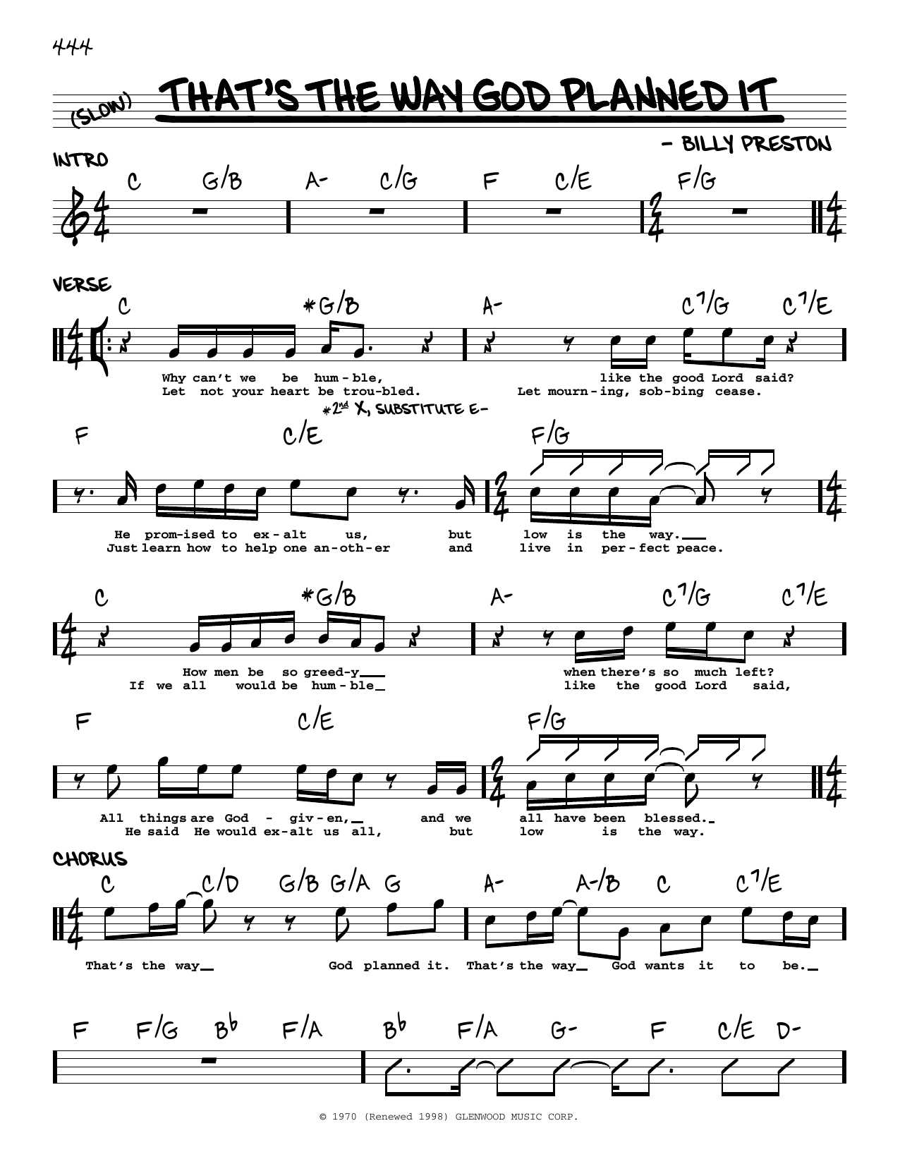 Download Billy Preston That's The Way God Planned It Sheet Music