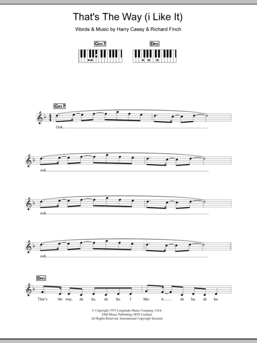 Download KC and The Sunshine Band That's The Way (I Like It) Sheet Music