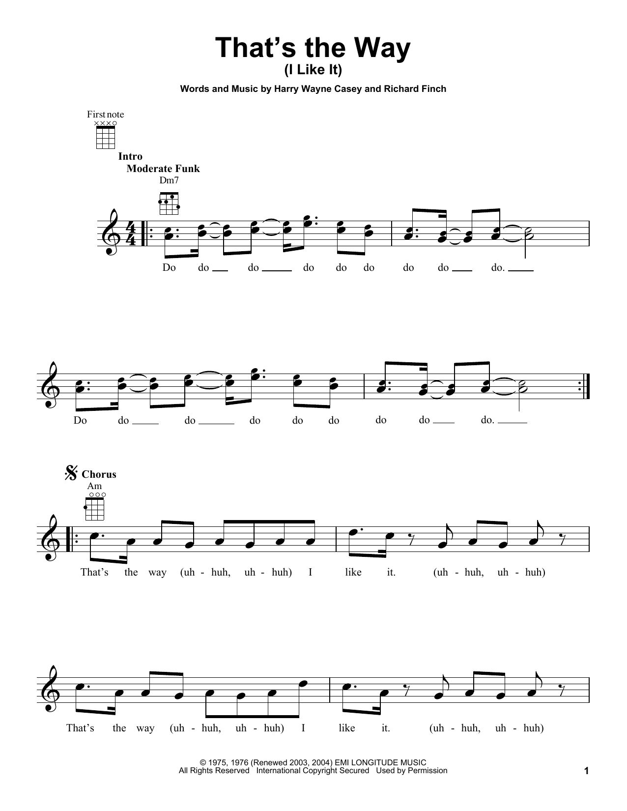 Download KC & The Sunshine Band That's The Way (I Like It) Sheet Music
