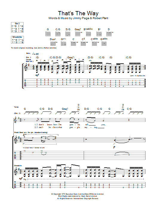 Download Led Zeppelin That's The Way Sheet Music