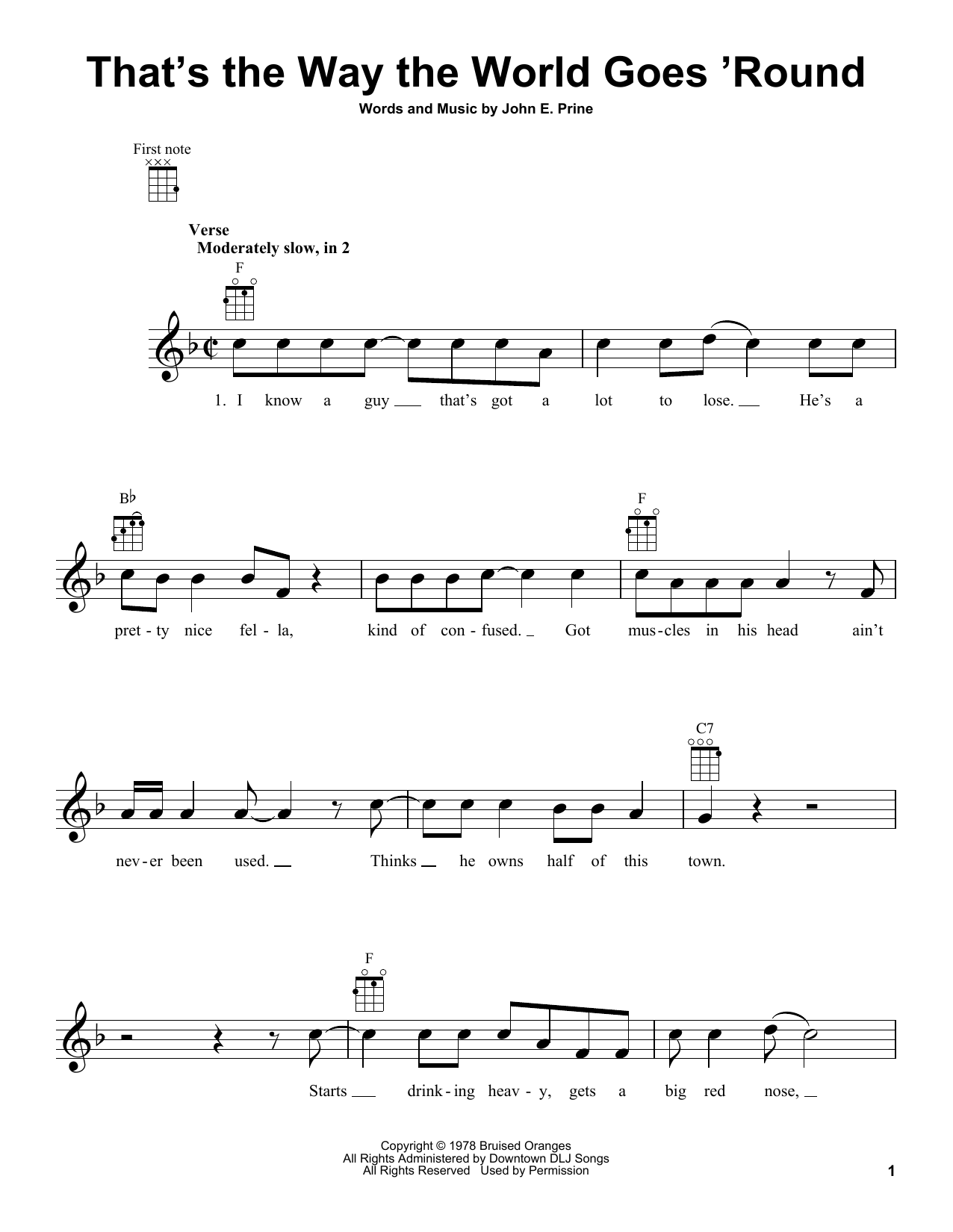 Download John Prine That's The Way The World Goes 'Round Sheet Music