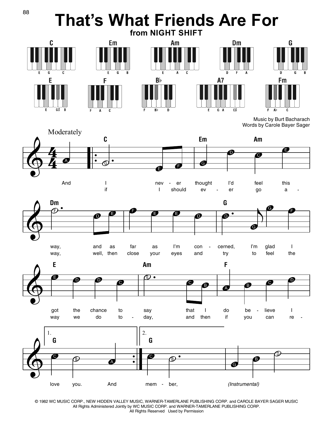 Download Dionne & Friends That's What Friends Are For Sheet Music