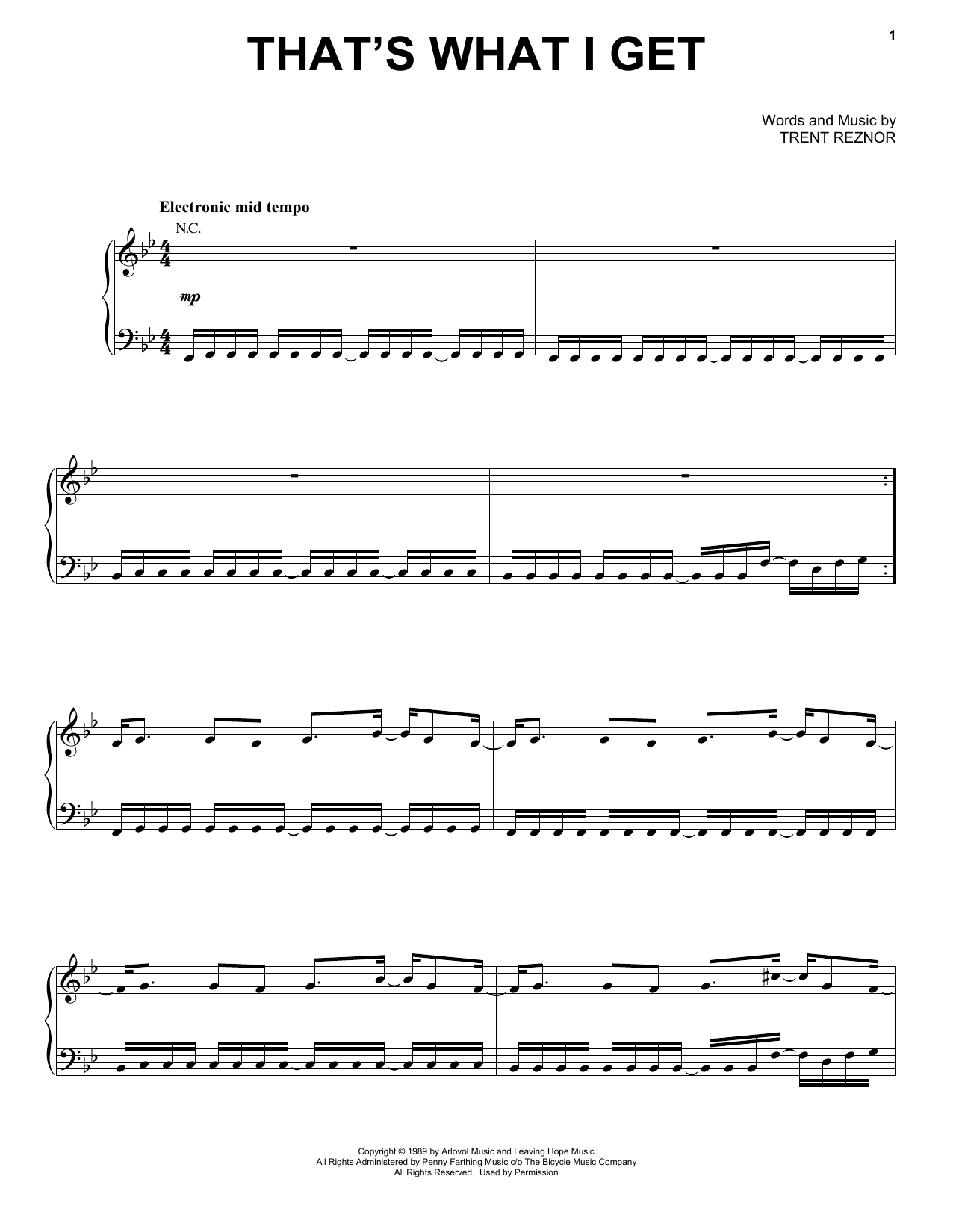 Download Nine Inch Nails That's What I Get Sheet Music