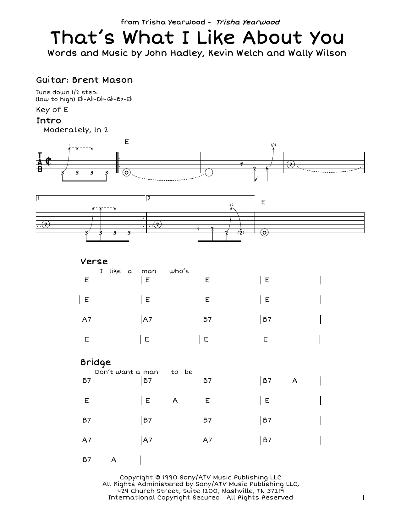 Download Trisha Yearwood That's What I Like About You Sheet Music