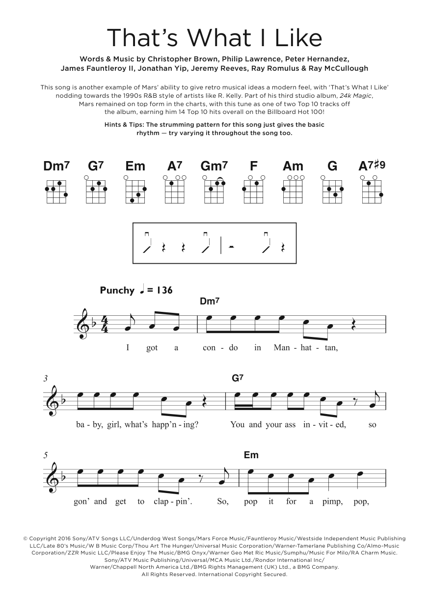 Download Bruno Mars That's What I Like Sheet Music