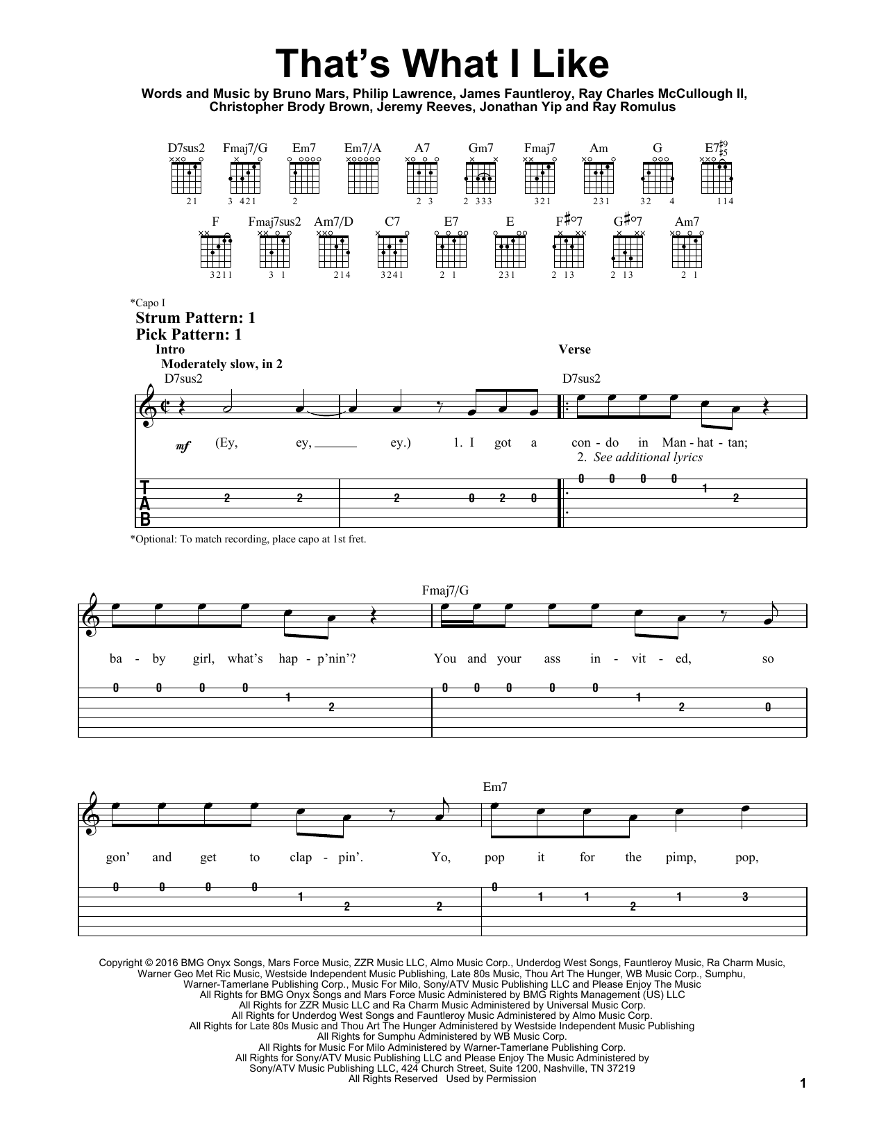 Download Bruno Mars That's What I Like Sheet Music