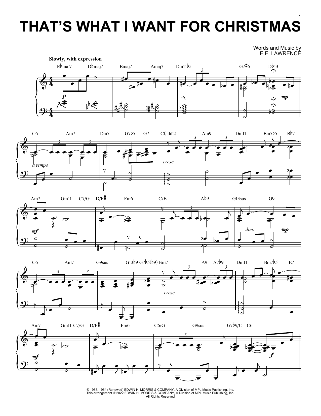 Download Nancy Wilson That's What I Want For Christmas (arr. Sheet Music
